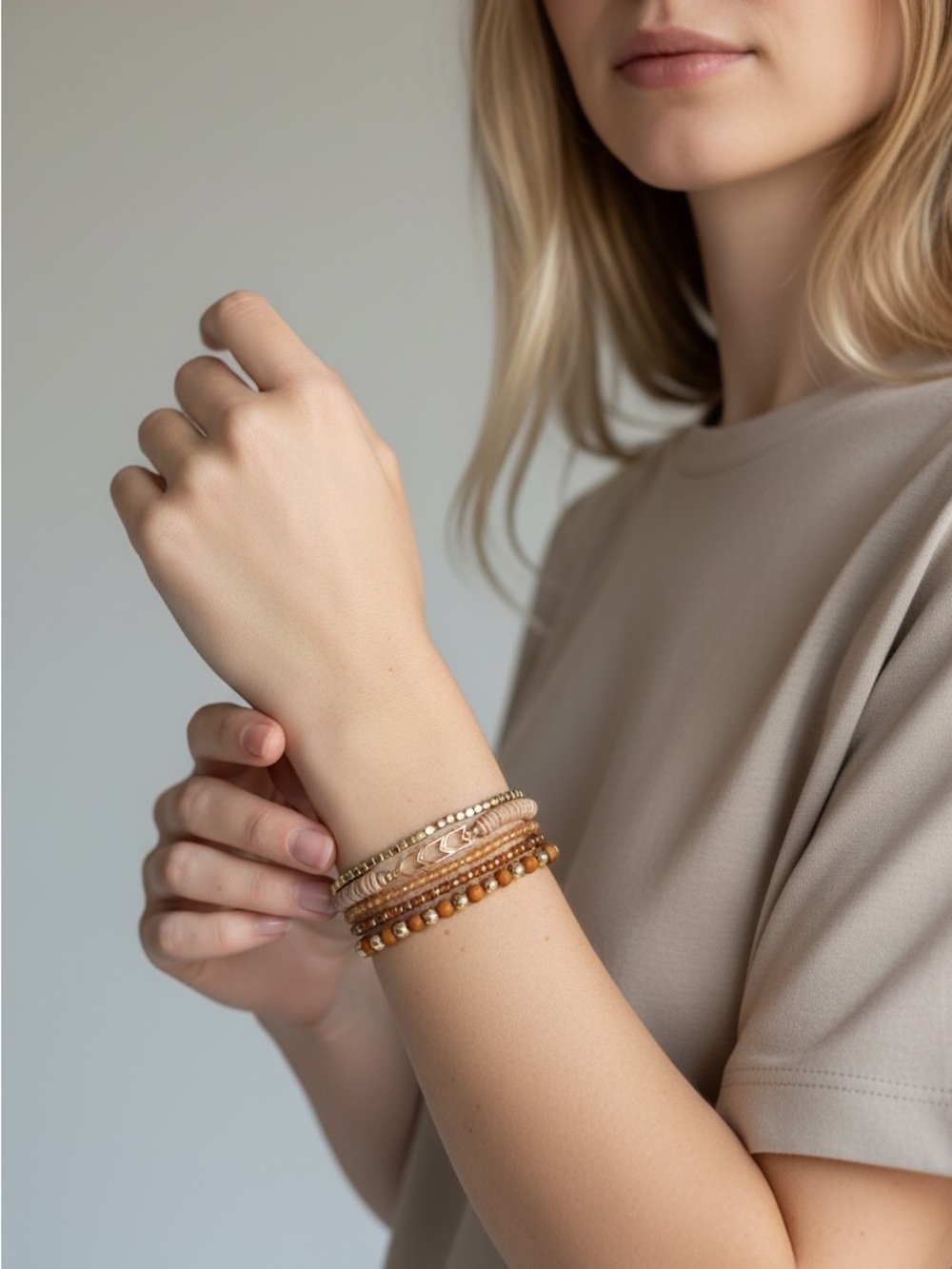 9/13 Layered Brown Beaded & Leather Wrap Bracelet - Women Jewelry